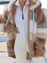 H 90974 Warm Fleece Hooded Zip Pocket Jacket ë�q�Bñ����