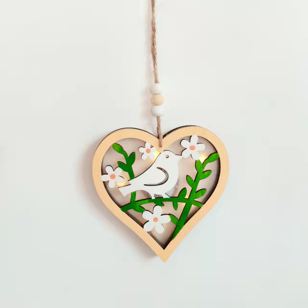 Simple Style Flower Butterfly Bird Wood Pendant Artificial Decorations display picture 4