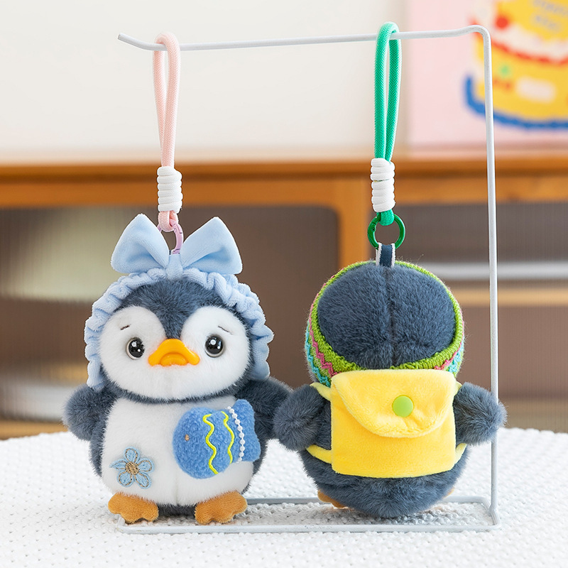 かわいい帽子をかぶったペンギンのぬいぐるみペンダント、可愛いキャラクターの漫画風バッグ飾り、キーホルダー、ミニサイズの卸売|undefined