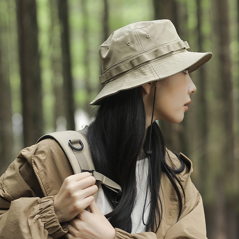 日系工装防晒遮阳渔夫帽男女夏季透气户外登山钓鱼帽西部牛仔帽子