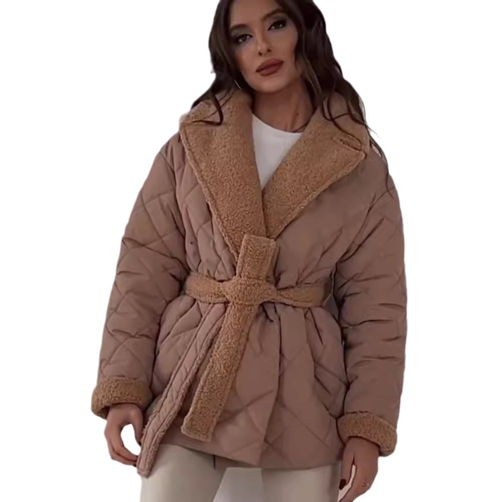 Women's clothing fashion all match design waist tie coat women_voghion.com