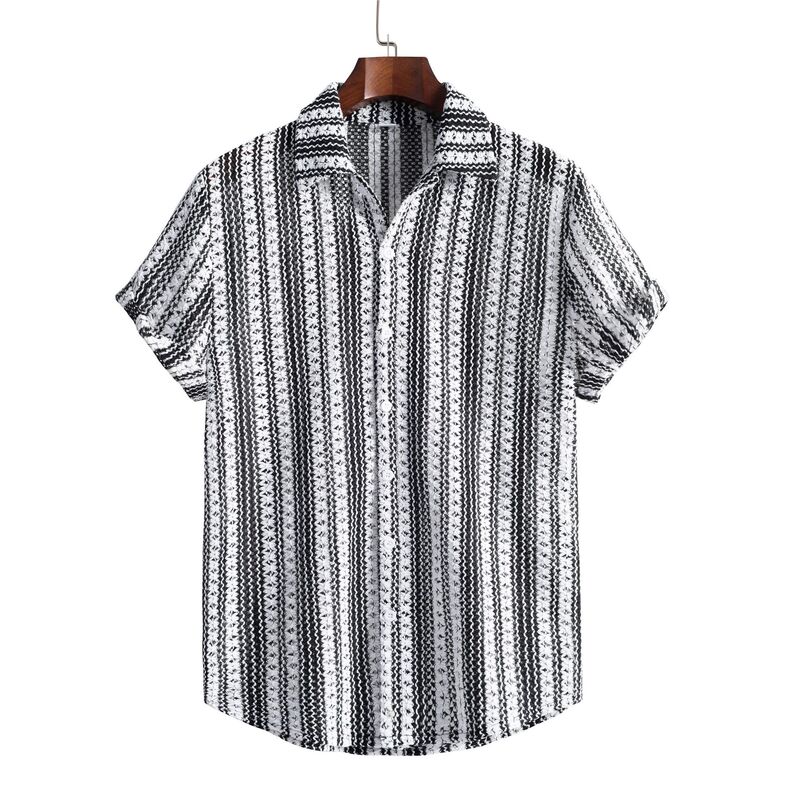 2025 Cross-border Amazon Cross-border Foreign Trade Knitted Mesh Casual Men's Short-sleeved Shirt Lapel Jacket for Men