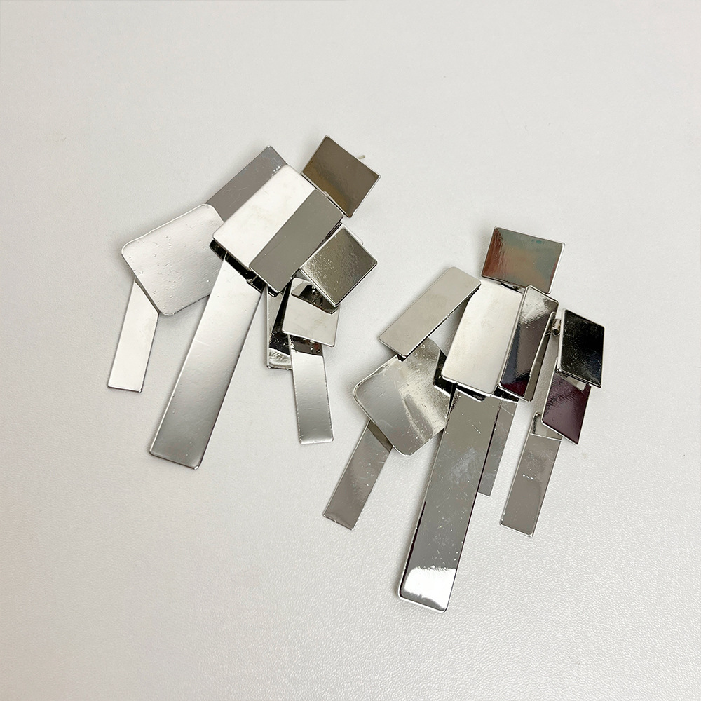 Polished Finish 1 Pair Exaggerated Geometric Plating Alloy Drop Earrings