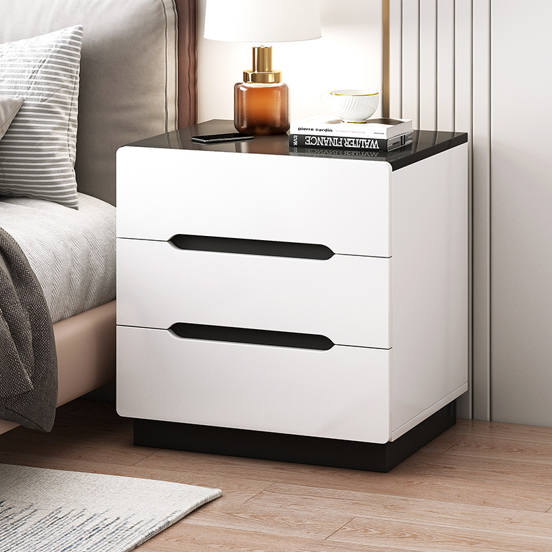 Modern Minimalist Bedside Cabinet, Simple Bed Storage Unit, Small Bed End Storage Rack, Home Luxury Display Shelf