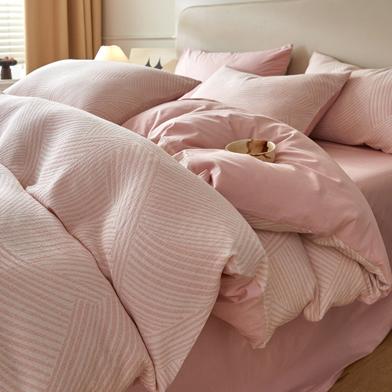 Una clase de madres y bebés Jacquard algodón puro cuatro piezas no impresa viento algodón desnudo cama