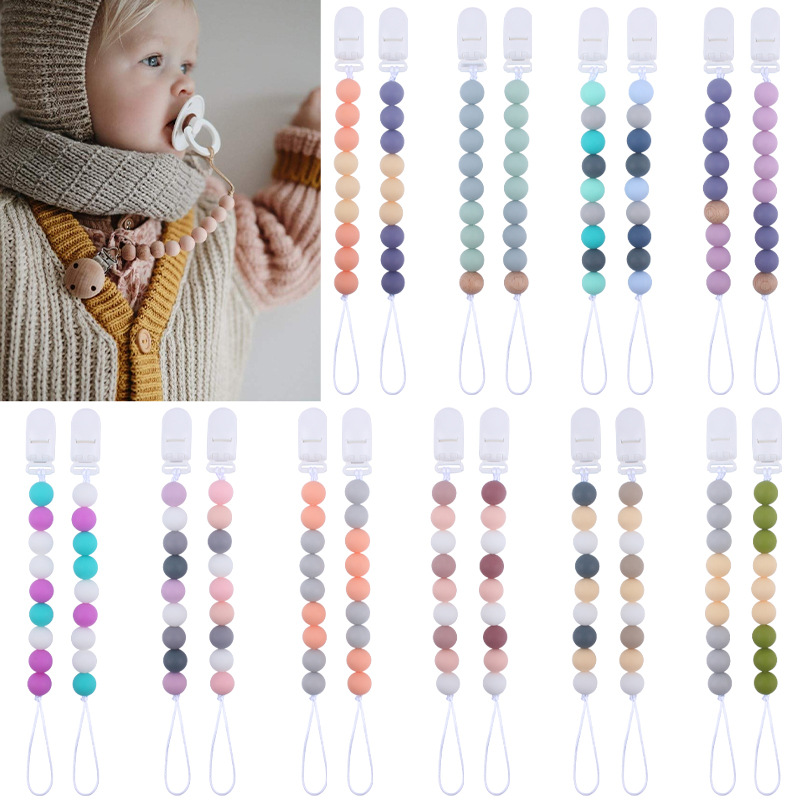 Suministros para bebés Cadena de chupete creativo bebé silicona mordedura molar anti-gota cadena dos conjuntos