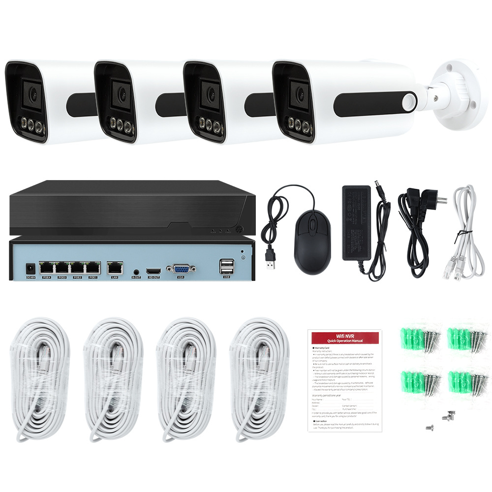 4-channel POE surveillance camera kit, 4K, night vision, waterproof