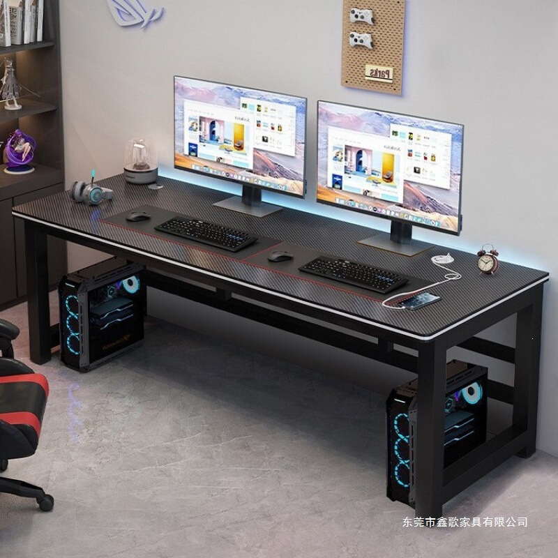 Home Office Desk, Simple Gaming Table for Rental Apartments, Carbon Fiber Computer Desk, Desktop Table with Texture, Double Bedroom Gaming Desk