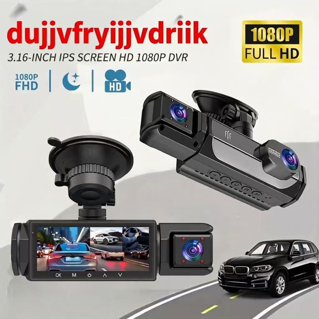 New three-lens WiFi dashcam with infrared night vision, simultaneous recording of the front, interior, and exterior of the vehicle, and in-car monitoring