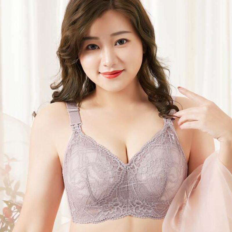 No steel ring high quality pregnant mother big cup nursing bra feeding big chest small gathered pregnant women's underwear postpartum