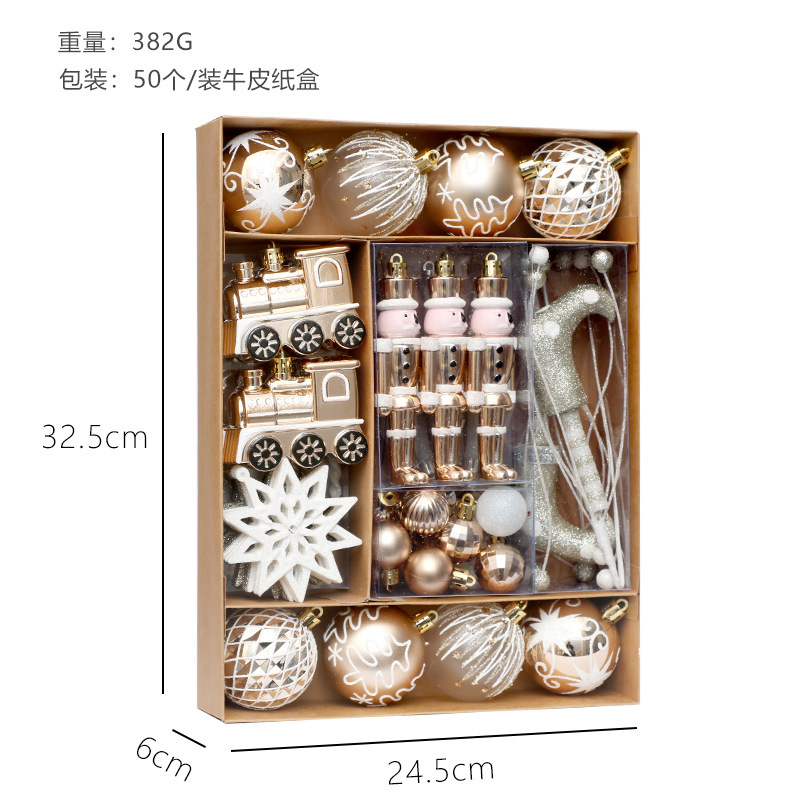 圣诞节装饰品 50pcs/set彩绘圣诞球套装挂饰 圣诞树装饰挂件|undefined
