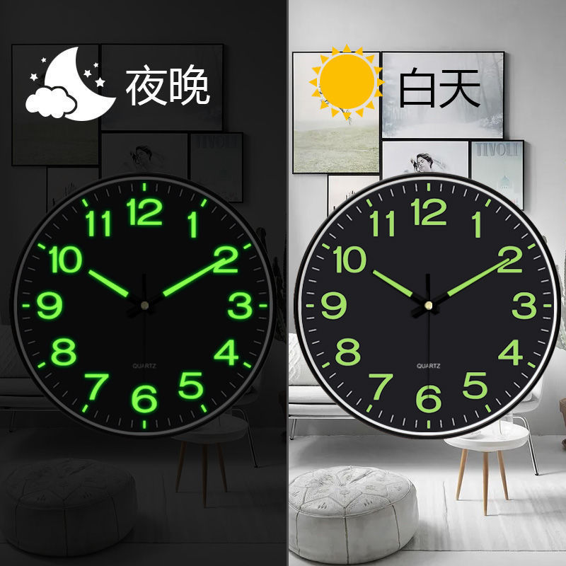 時計家庭用壁掛け夜光掛け時計寝室客間石英時計円形時計軽贅沢壁掛け時計|undefined