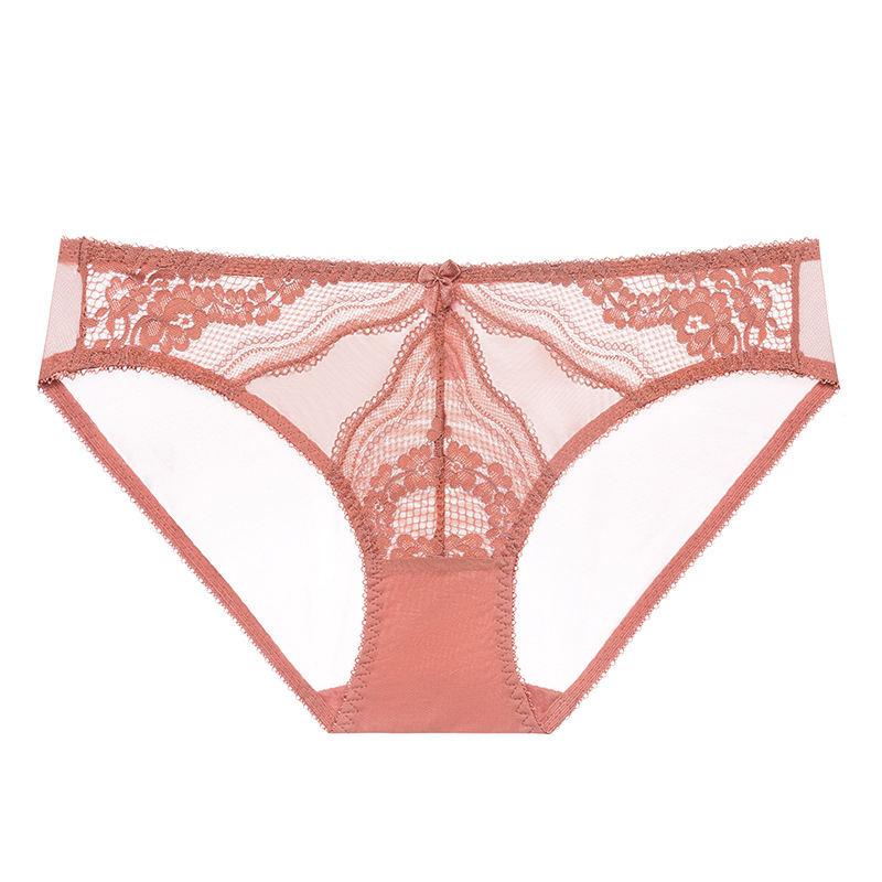 Encaje transfronterizo europeo y americano damas francés sexy puro deseo calzoncillos de cintura baja malla transpirable pantalones nuevos ultrafinos