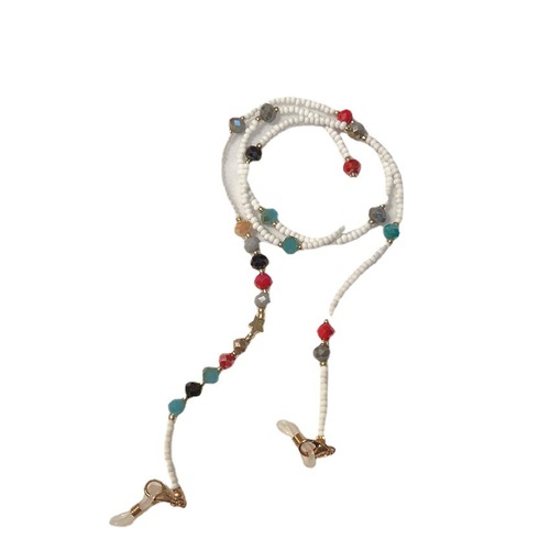 Japanese and Korean charm colorful crystal rice beaded glasses chain Korean version retro rice beaded crystal beaded chain for women
