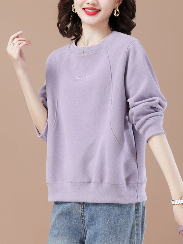 Purple Sweatshirt for Women, Spring and Autumn Style, Lazy Style, Fashionable Pullover Top, Korean Style, Loose, Large Size, Women's New Style, Trendy