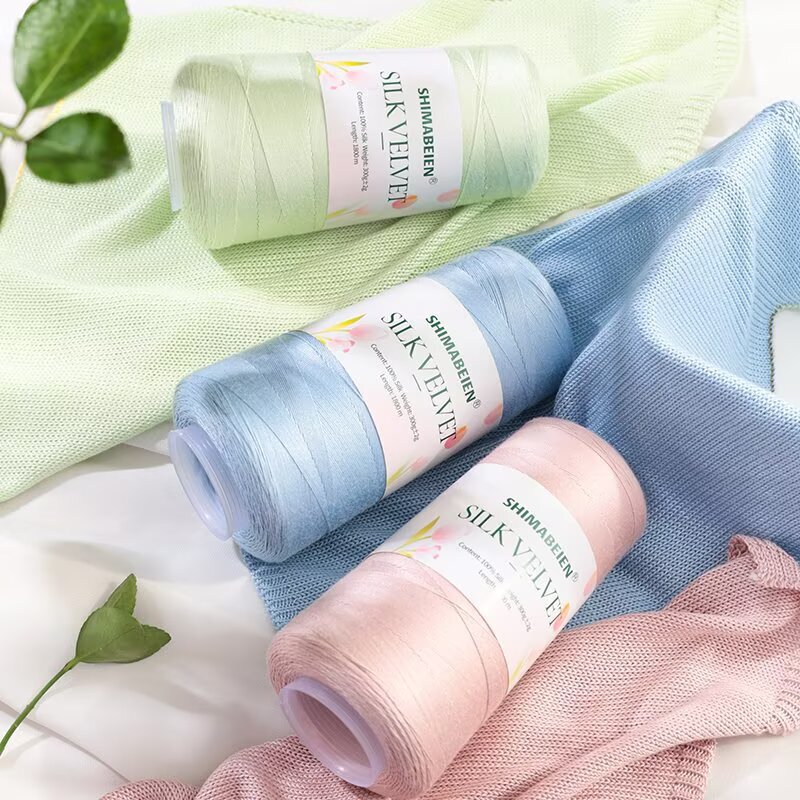 Imported Genuine Silk Thread in a Spool 0.3kg Genuine Silk Thread Soft and Silky Dopamine Hand-Knitting and Crochet Spring/Summer Yarn Clearance Sale