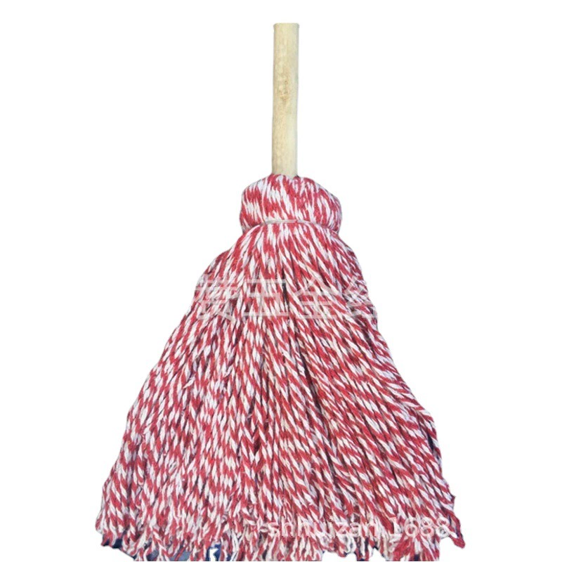 Водная швабра с деревянной ручкой Старомодная круглая головка Бытовая впитывающая хлопчатобумажная пряжа Швабра из чистого хлопка Швабра ручной работы Швабра из хлопчатобумажной пряжи