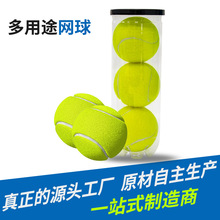 网球定制训练比赛網球高弹耐打带绳加压儿童成人橡胶胆网球3只装
