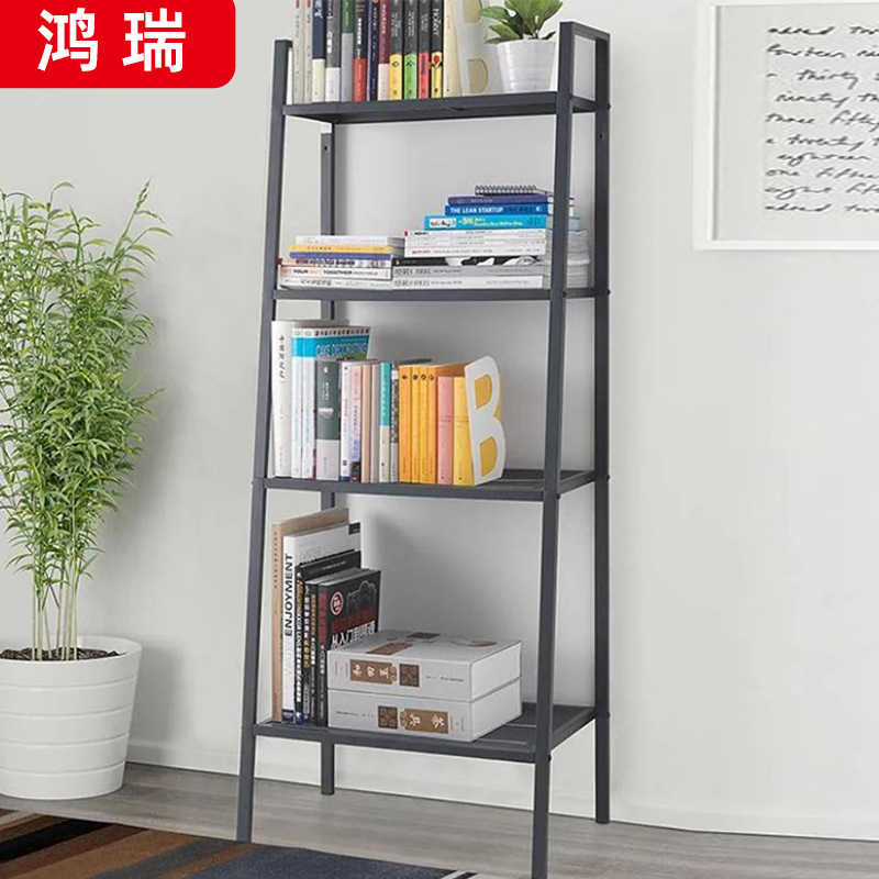 Estantería de hierro de múltiples capas de almacenamiento de piso dormitorio Oficina sala de estar trapezoidal estante de almacenamiento balcón estante de la flor