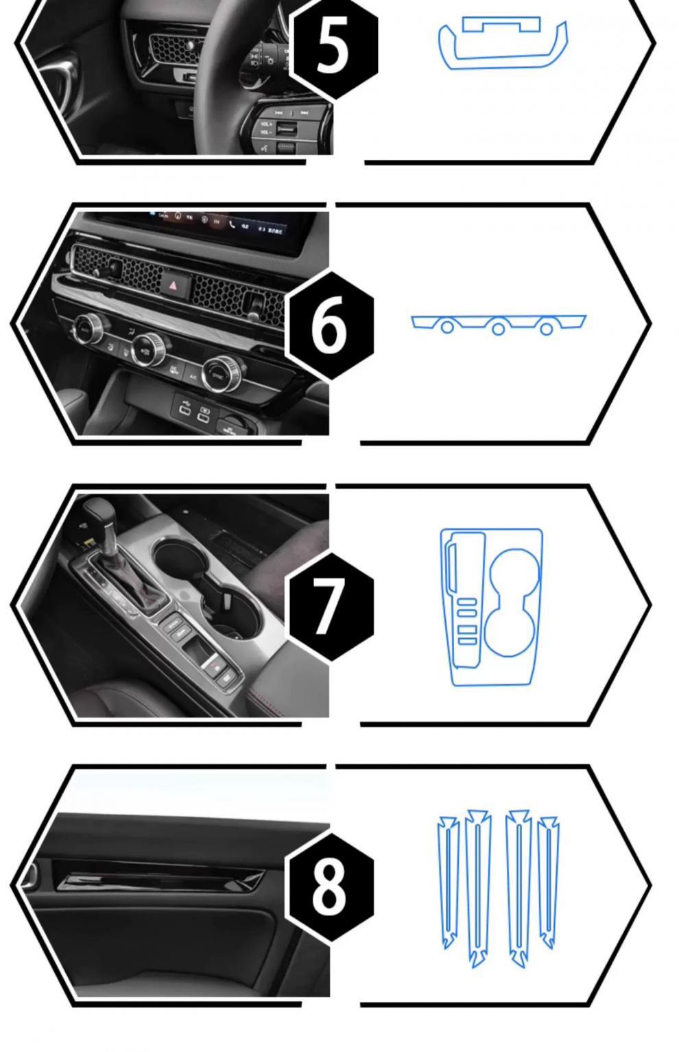 Suitable for New Honda Civic Interior Protective Film, Headlight Film, Central Control Navigation Screen, Gear Shift Decoration, Automotive Supplies