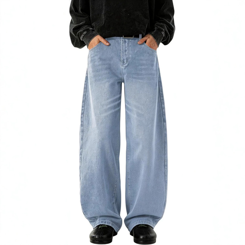 Men's Loose Jeans, Wide-Leg Jeans, Street Style Pants, Carpenter Denim, Black Vintage Jeans
