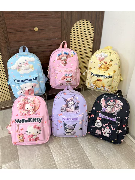 Foreign trade cartoon schoolbag KT cat high-appearance children's backpack large-capacity double-shoulder backpack Kuromi schoolbag for boys and girls