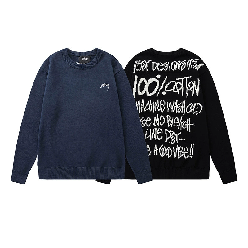 Японский осенне-зимний новый модный свитер с круглым вырезом и буквенным принтом, универсальный свитер для мужчин и женщин