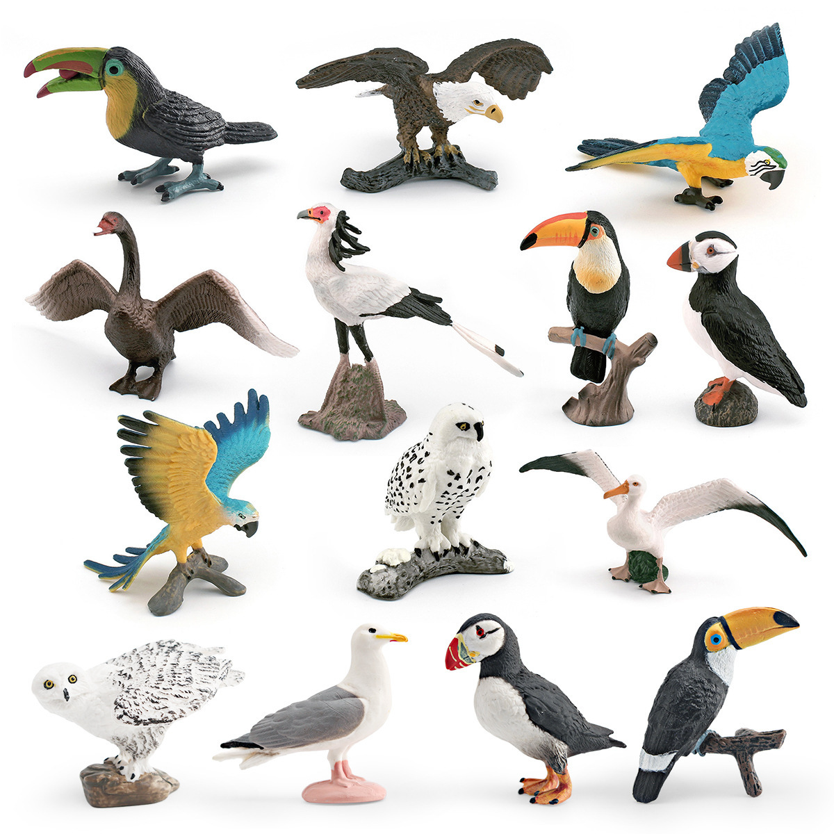 Simulación transfronteriza ave de nieve águila blanca guacamara cisne gris gaviota grifo modelo de pájaros adornos de escritorio estáticos