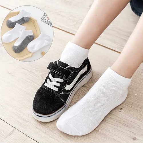 Children's cotton boat socks, cotton socks, sweat-absorbent and breathable gray bottom children's socks, white socks