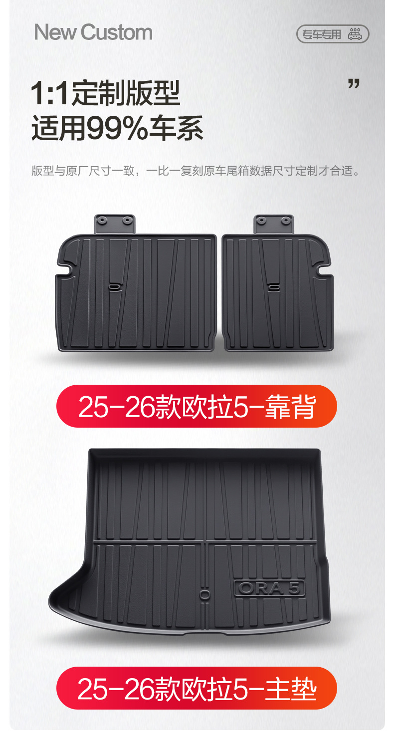Oula 5 trunk mat, car interior decoration, automotive accessories, modification parts, special TPE waterproof rear trunk mat