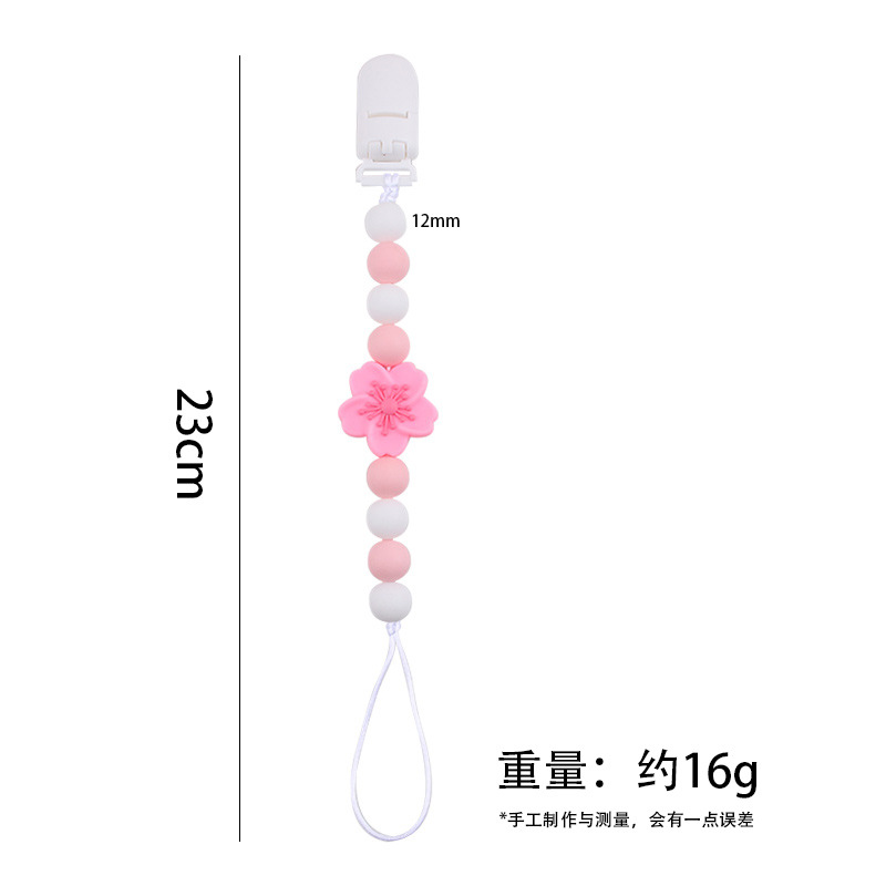 Productos para bebés Clip de chupete de plástico de bricolaje para bebés Flor de begonia creativa gel dental de silicona Chupete anti-caída de la cadena