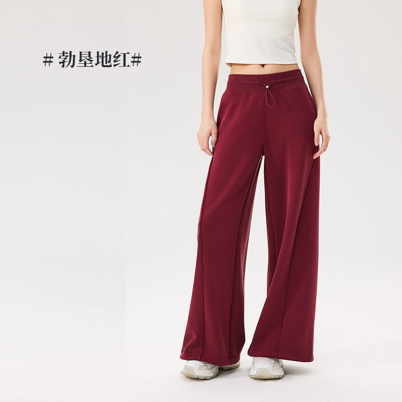 女士休闲裤肉感中空兰精莫代尔秋冬季新款舒适显高两穿高腰长裤|undefined