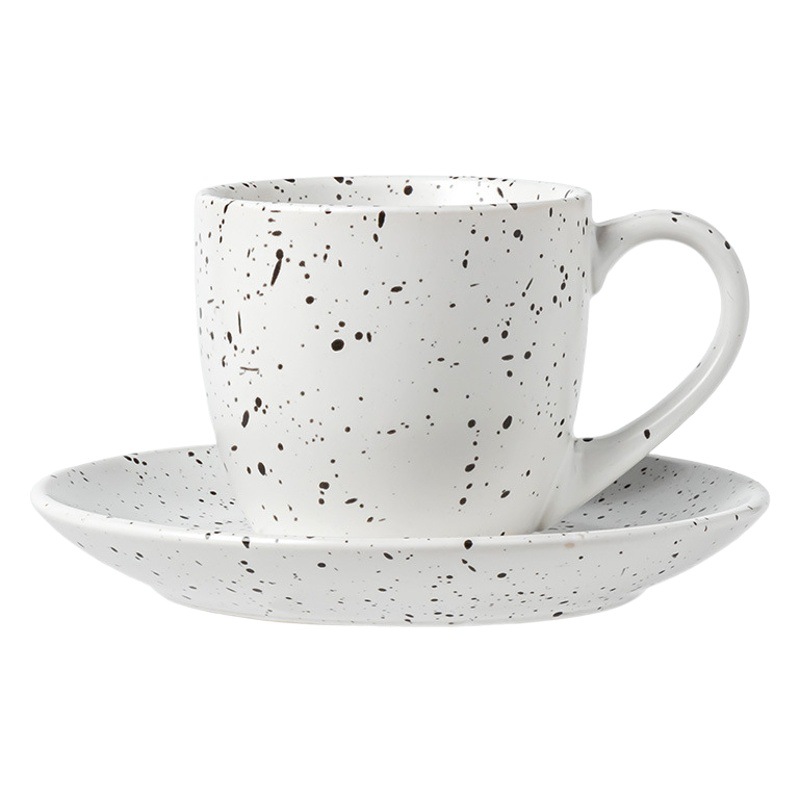 Taza de cerámica retro creativa Juego de tazas y platillos esmaltados de sésamo Té de la tarde Taza de café Plato Desayuno doméstico Taza de leche Taza de té