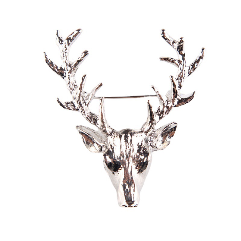 Korean style fashion temperament Christmas deer head brooch corsage cartoon pin couple style_voghion.com