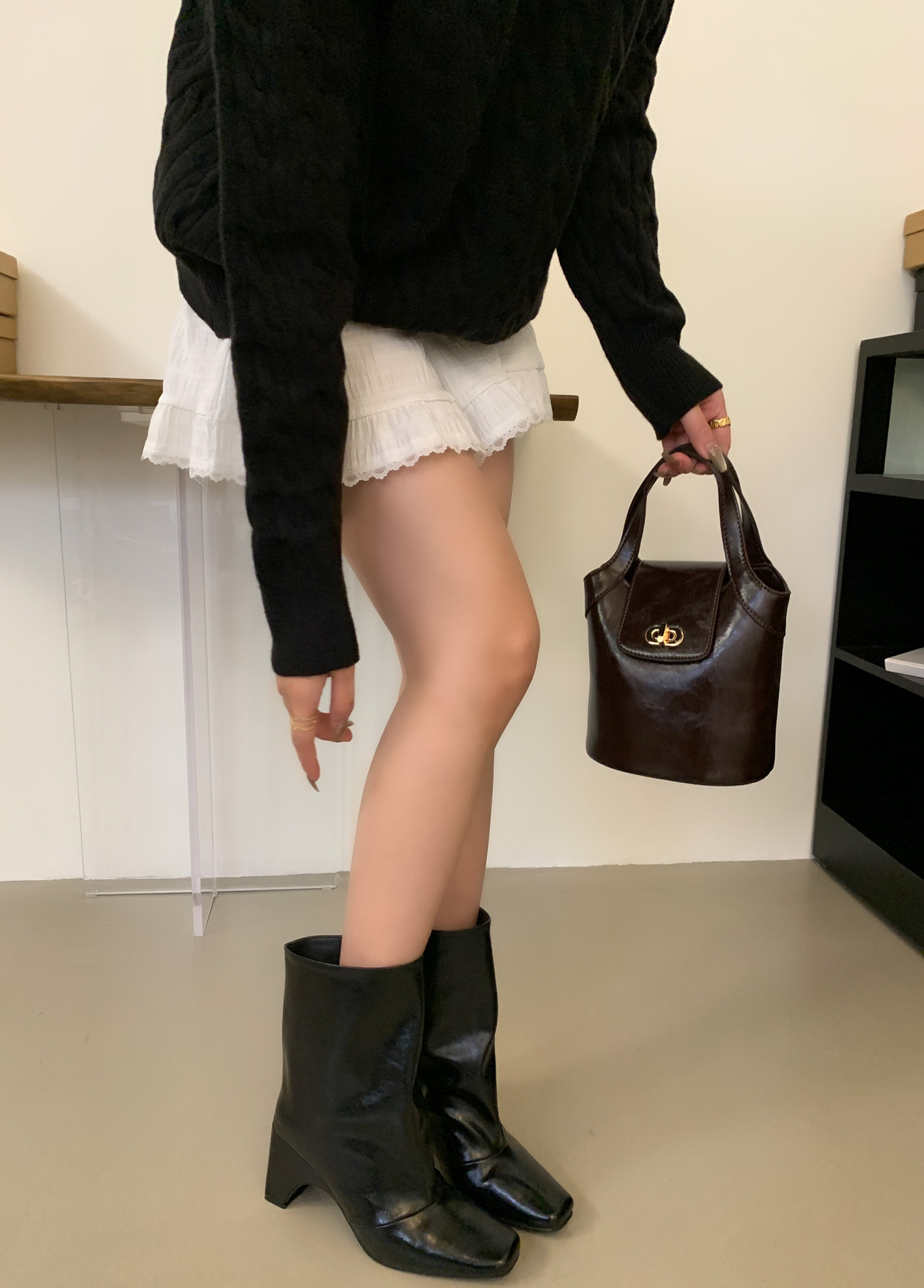 British-style Elastic High-end Touch 2025 Autumn And Winter New Short Thick-heeled High-heeled Slim-leg Women's Martin Boots_voghion.com
