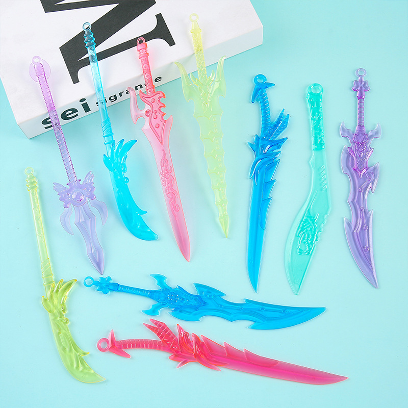 Children's Transparent Crystal Weapon Warrior Colorful Mini Toy Knife Gun Sword Boy Toy Store Reward Gift