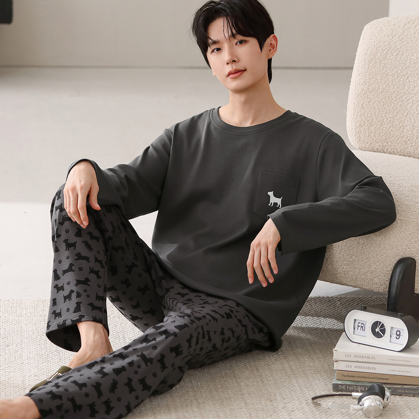 Conjunto de Pijama de Algodón para Hombre, Transpirable, para Uso en Casa y Exterior
