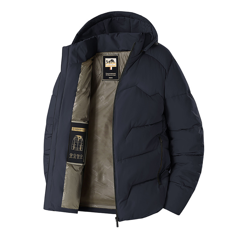 2026 Winter Cross-Border Amazon 3D Mid-Length Detachable Hooded Cotton Coat for Men, Warm and Thickened, Trendy Men's Cotton Jacket