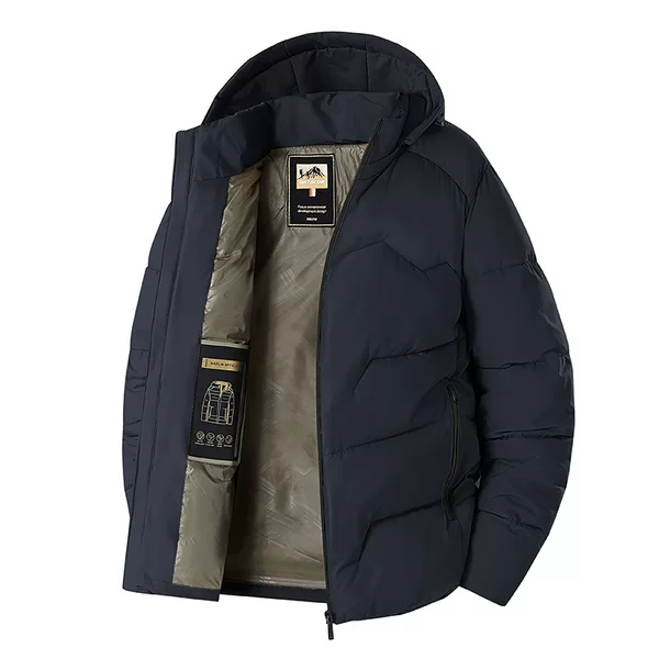2026 Winter Cross-Border Amazon 3D Mid-Length Detachable Hooded Cotton Coat for Men, Warm and Thickened, Trendy Men's Cotton Jacket