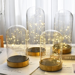 Eternal Flower Glass Cover Nordic ins Golden Disc Stainless Steel Base Glass Decoration Factory Set Gift