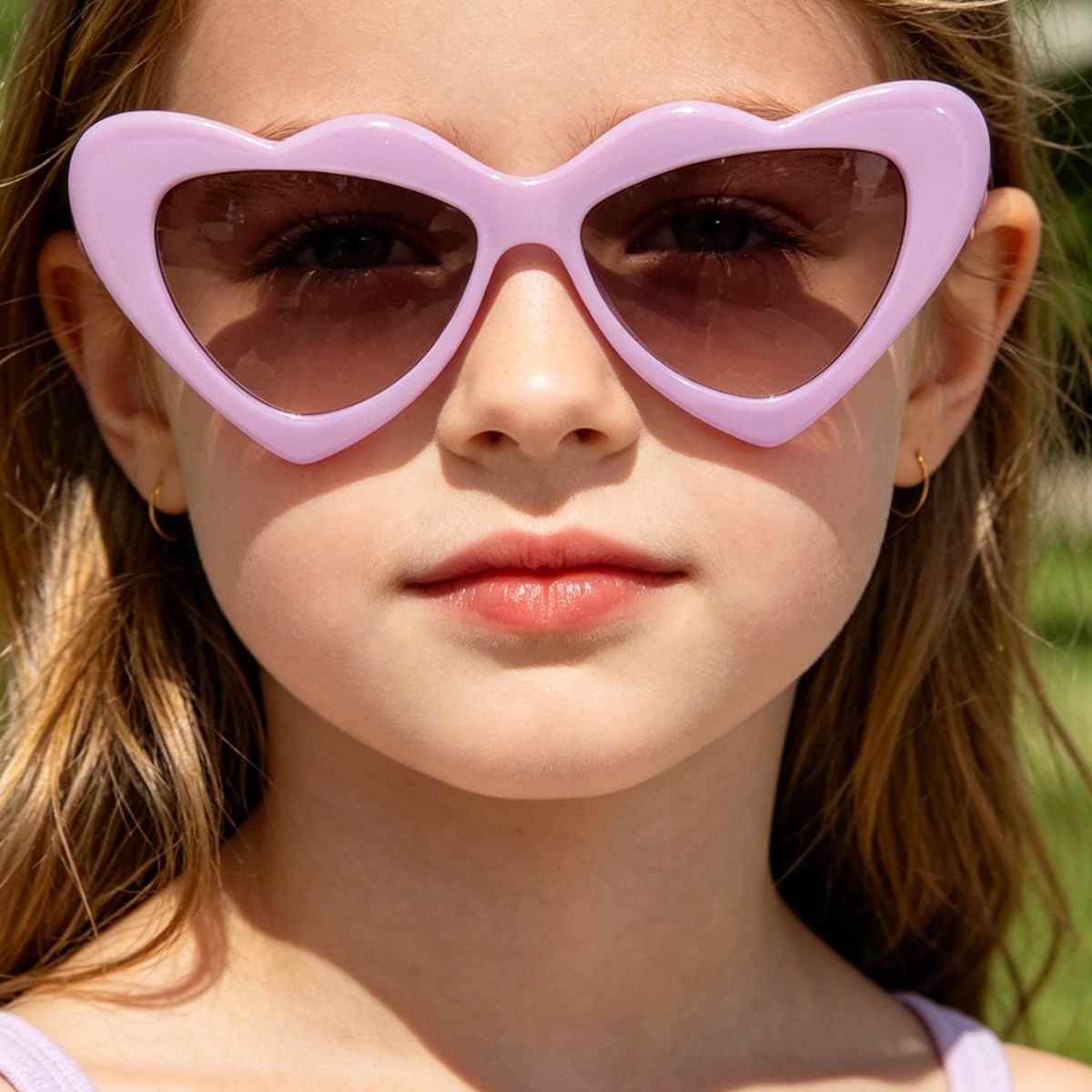 Nuevas gafas de sol personalizadas con forma de corazón en colores pastel para niños de Raine, del mismo estilo que las gafas de sol para fotografía al aire libre.