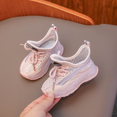 Children's Flyknit Shoes Breathable Mesh Spring and Autumn Fabric Shoes  Autumn Single Shoes Breathable for Boys and Girls