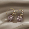 Purple woven small design earrings from pearl handmade, cat's eye, light luxury style, internet celebrity