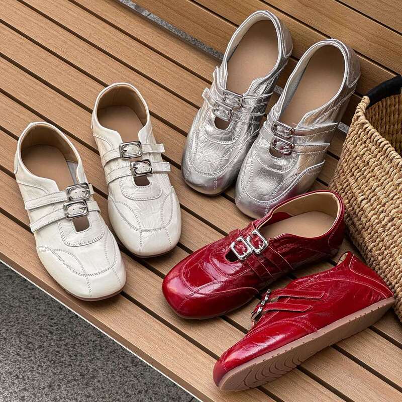 French-Style Mary Jane Shoes for Women, 2026 Spring/Summer New Model, Square Toe, Hidden Heel, Double Buckle, British Style, Breathable Single Shoes