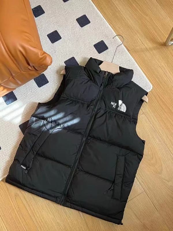 北脸格子羽绒马甲男女同款美版欧码前后刺绣保暖无袖外套冬季热款|undefined