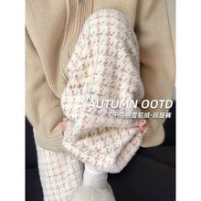 慵懒风毛绒阔腿裤女秋冬2025新款高腰宽松显瘦休闲加绒加厚糯米裤