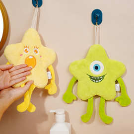 怪物星星卡通擦手巾挂式珊瑚绒厨房手帕懒人抹布儿童小毛巾伴手礼