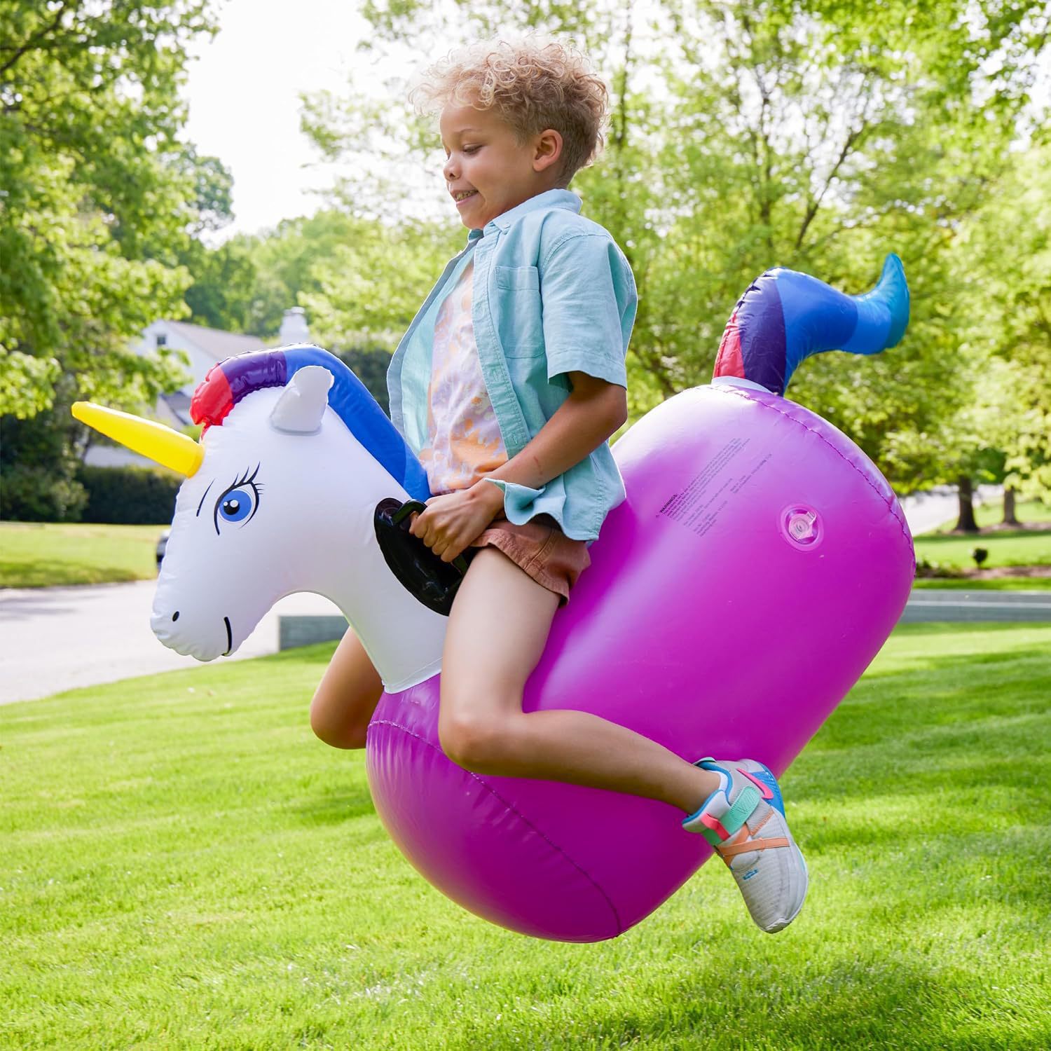 Thickened PVC Children Inflatable Vault Horse Unicorn Dinosaur Outdoor Lawn Horse Riding Bounce PVC Inflatable Toy