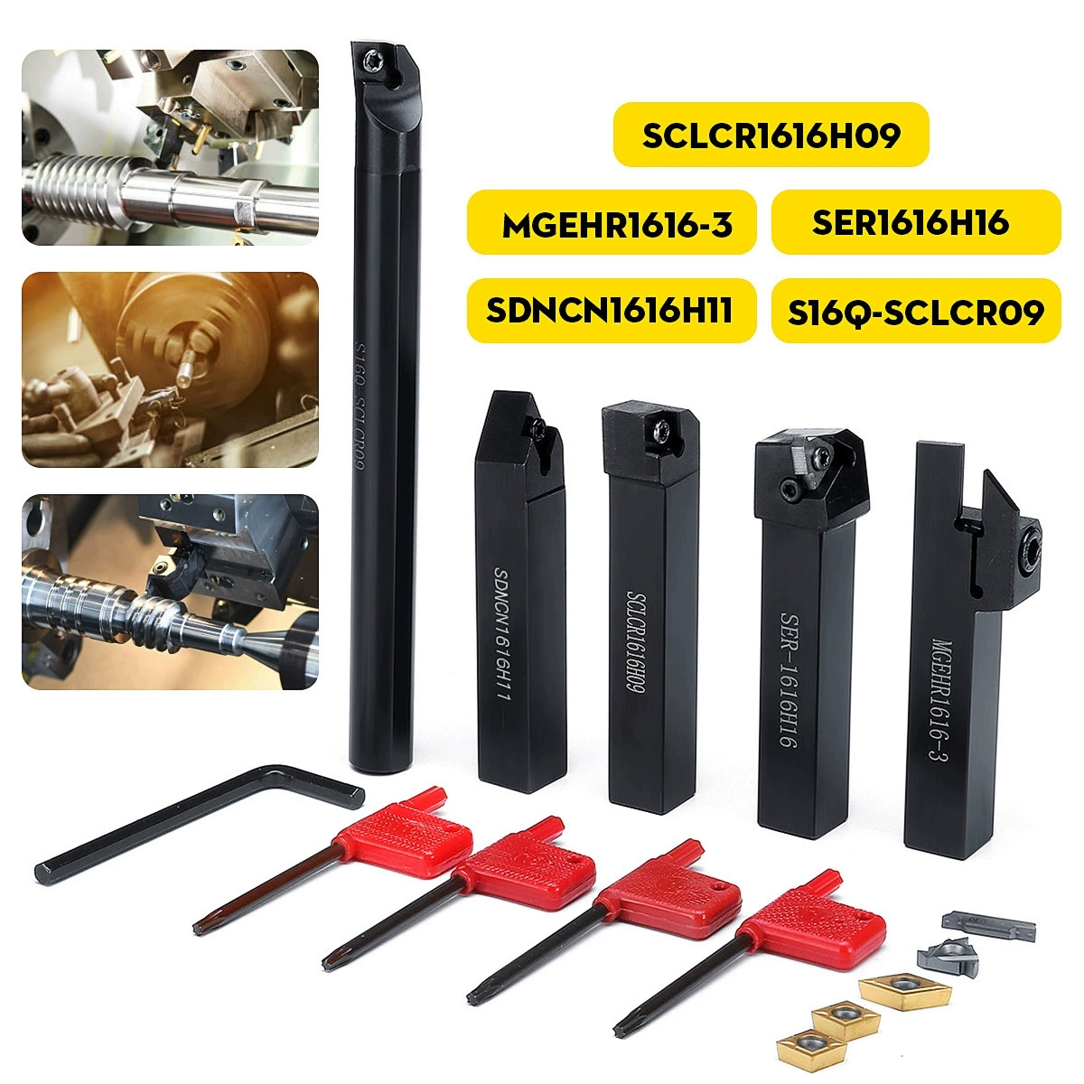 Набор из 5 предметов: держатель инструмента для токарного станка с ЧПУ диаметром 16 мм, соответствующие индукционные лезвия