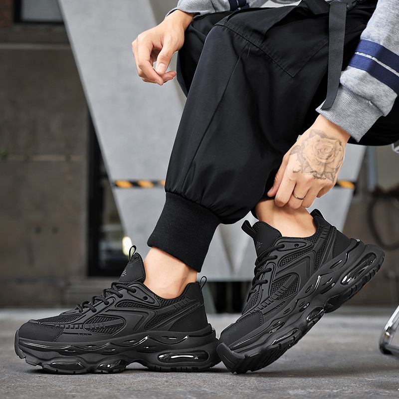 Men's Shoes 2026 Spring New Trendy Thick-Soled Sneakers Men's Height-Increasing Black Warrior Dad Shoes Fashion Casual Shoes